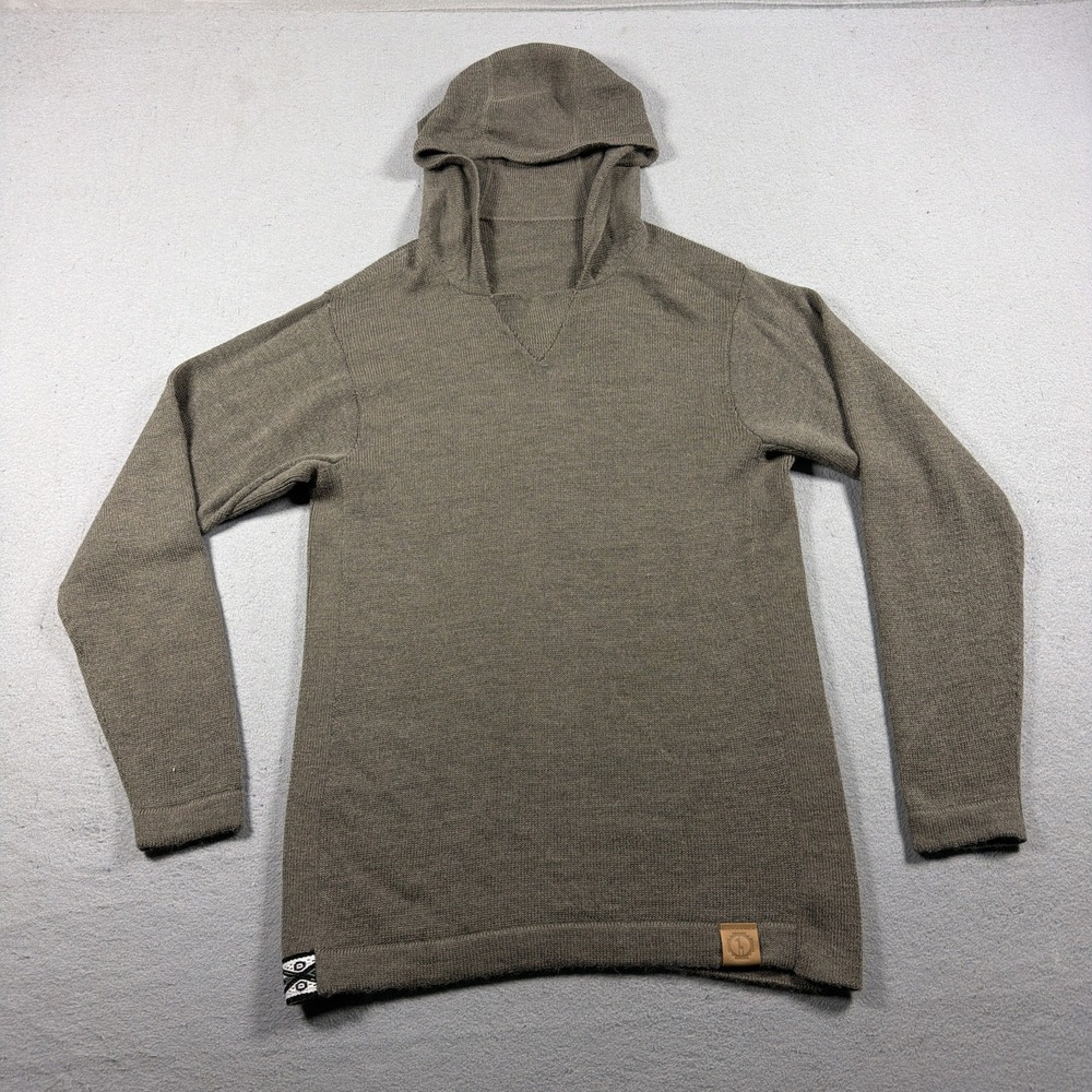 Paka Sweater Hoodie Mens XS Brown Royal Alpaca Handmade V Neck Knit Pullover